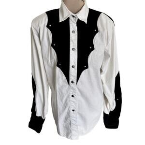 Vintage Y2K Adobe Rose Velvet Cotton Western Cowgirl Blouse Country Boho Rodeo